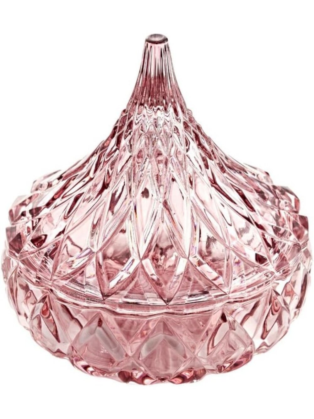 Chic Blush Glass Candy Dish - Elegant Hershey Kiss Holder for Sweet Treats
